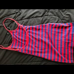 Red and blue Strapless dress